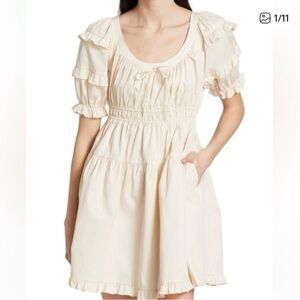 Tuckernuck En Saison Cream Ruffle-Trim Short Sleeve Dress
